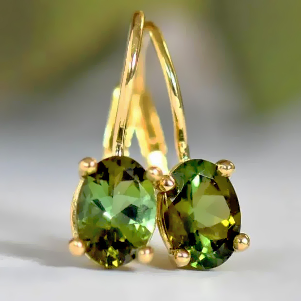 Zlaté turmalínové náušnice