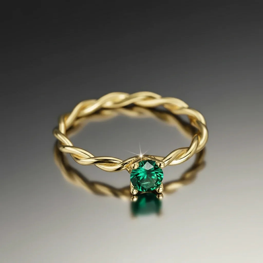 zlatý smaragdový prsten