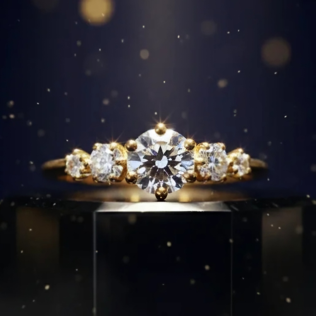 zásnubny prsten zlaty 5 diamantov