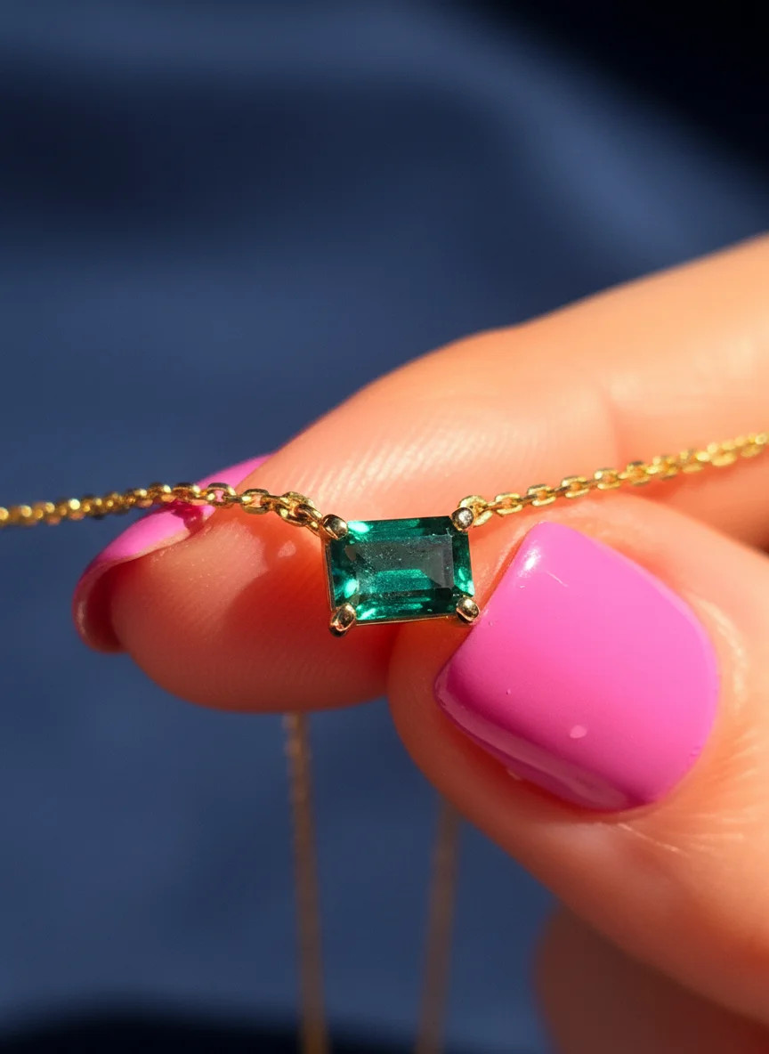 zlatá retiazka so smaragdom