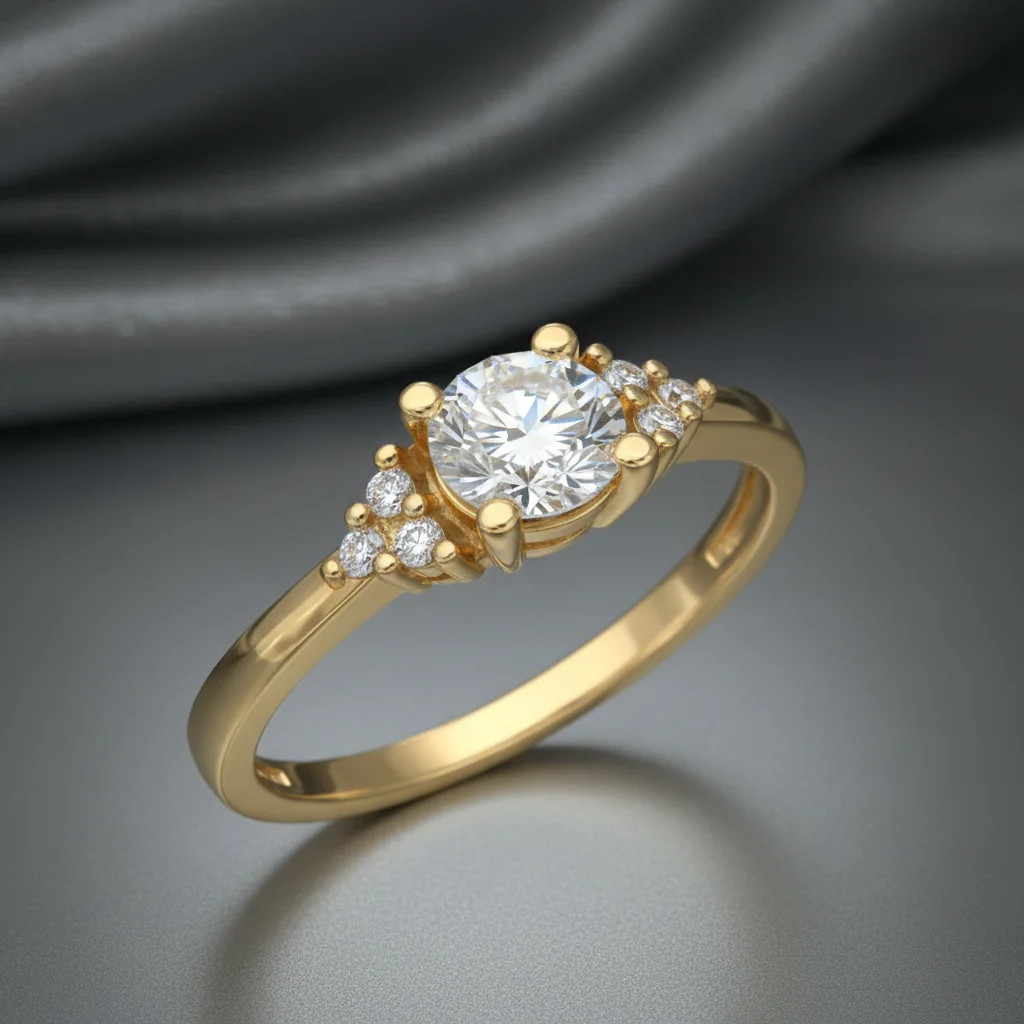 moisanitový zlatý prsteň