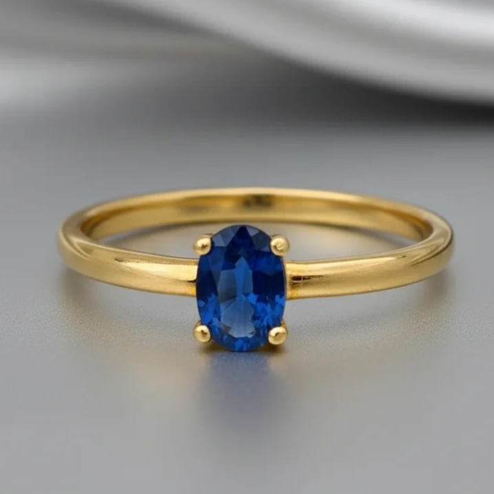 Zlatý prsteň modrý zafír