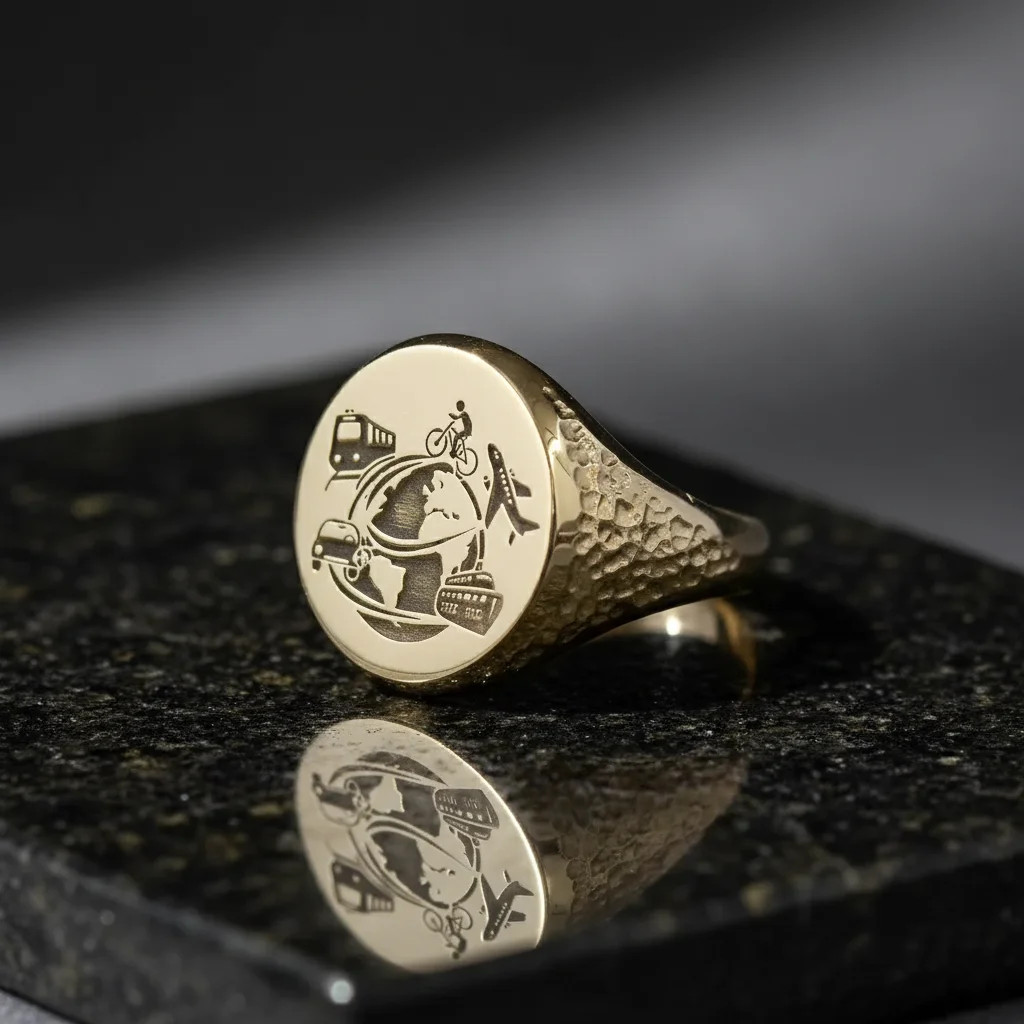 zlatý pečatný prsteň s gravírovaním
